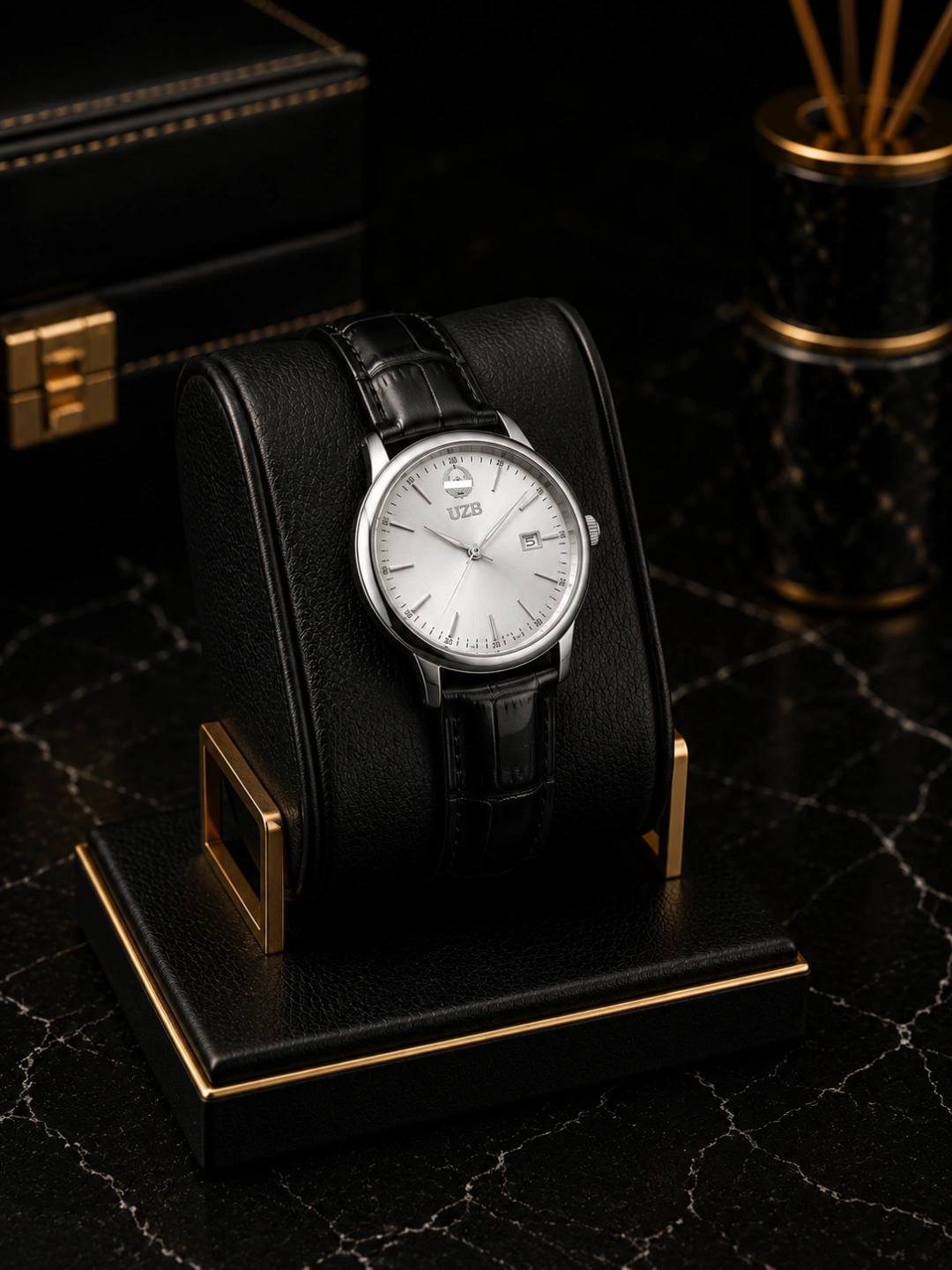 Men's wrist watch, uzb watch quartz mechanism, gift for men, with date indicator